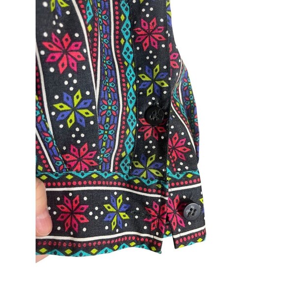 Retro Floral Western Shirt 18 Boho Striped Funky Classic Cowgirl 80s Aztec - Picture 4 of 10